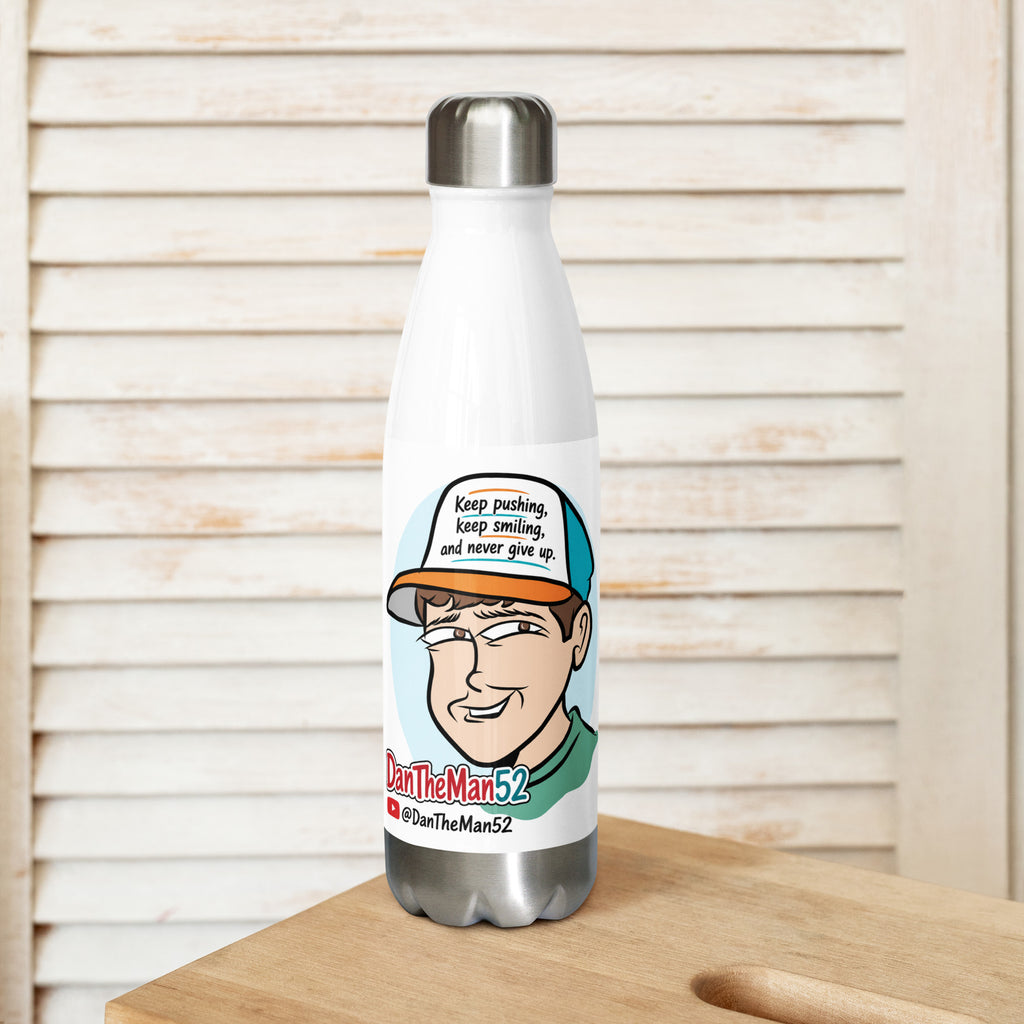 This 17-ounce, double-walled stainless steel water bottle is perfect for your daily outings. It will keep your drink of choice hot or cold for hours. It also features an odor- and leak-proof cap. Throw it in your car's cup holder on your way to work, take it with you on hikes, or toss it in your bag for any time you get thirsty.

• High-grade stainless steel
• 17 oz (500 ml)
• Dimensions: 10.5″ × 2.85″ (27 × 7 cm)
• Vacuum flask
• Double-wall construction
• Bowling pin shape
• Glossy finish
• Odorless and l